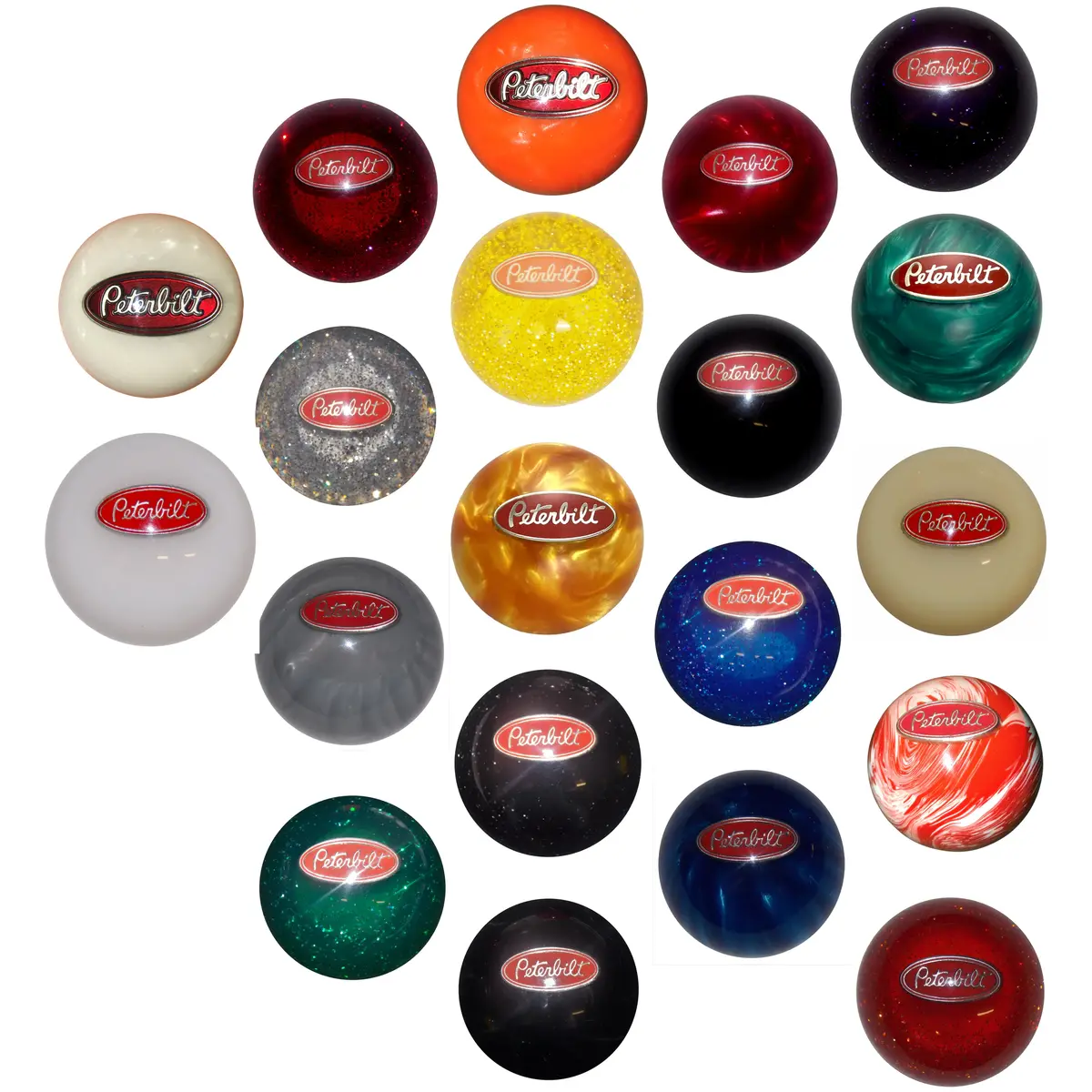 Peterbilt Emblem Shift Knobs (1/2"-13 Female Threads) Twisted Shifterz (Choose Color) 1