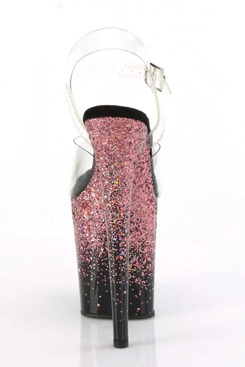 Pleaser Usa Flamingo-808Ss 8Inch Stilettos - Black/Pink Glitter 5