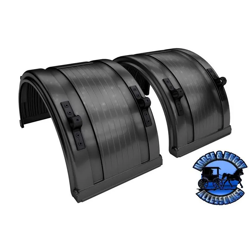 #031-01520 Black Spray Master Poly Truck Fenders For 22.5" Or 24.5" Wheels Fixed Mount Brackets (Sold In Pairs) 1