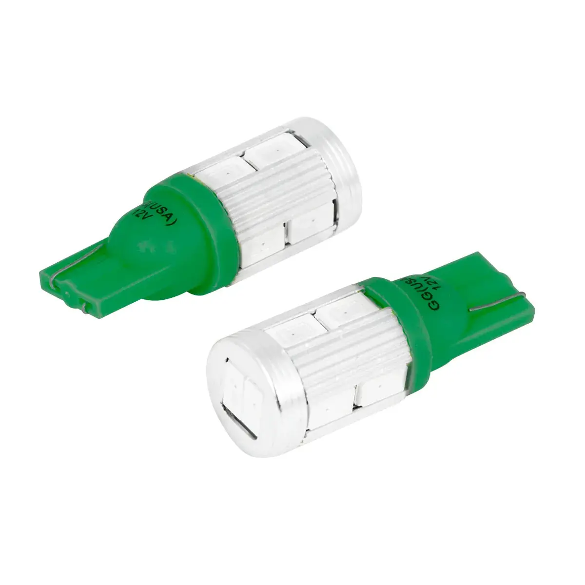 70612 #194/168 Green 10Led Heatsink Tower Style Light Bulbs, 12V 1