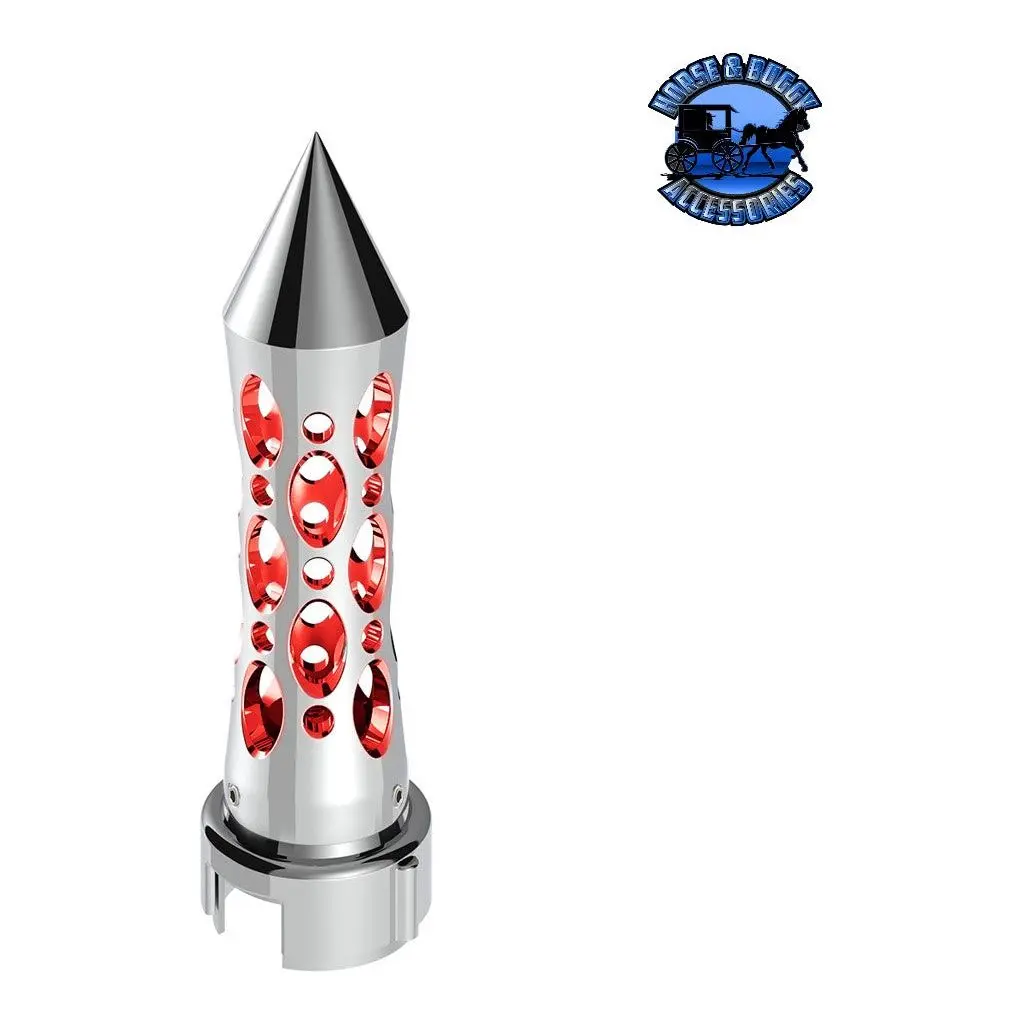 Thread-On Daytona Style Spike Gearshift Knob With Led 13/15/18 Speed Adapter - Chrome/Red Led #70919 1