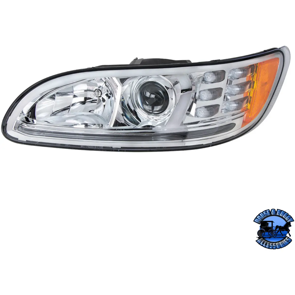 Projection Headlight With Led Position Light & Led Turn Signal For 2005-2015 Peterbilt 386 (Choose Color) (Choose Side) 3