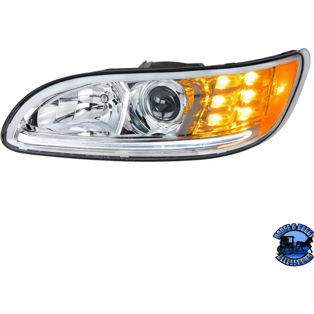 Projection Headlight With Led Position Light & Led Turn Signal For 2005-2015 Peterbilt 386 (Choose Color) (Choose Side) 1