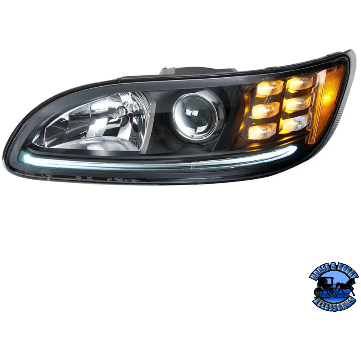 Projection Headlight With Led Position Light & Led Turn Signal For 2005-2015 Peterbilt 386 (Choose Color) (Choose Side) 3