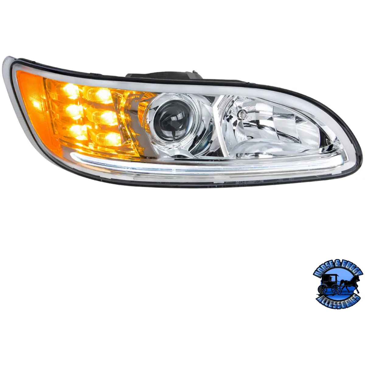 Projection Headlight With Led Position Light & Led Turn Signal For 2005-2015 Peterbilt 386 (Choose Color) (Choose Side) 2