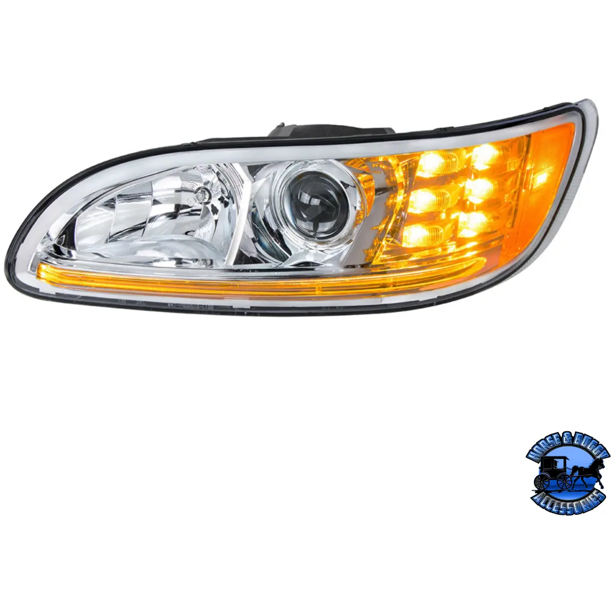 Projection Headlight With Led Position Light & Led Turn Signal For 2005-2015 Peterbilt 386 (Choose Color) (Choose Side) 2