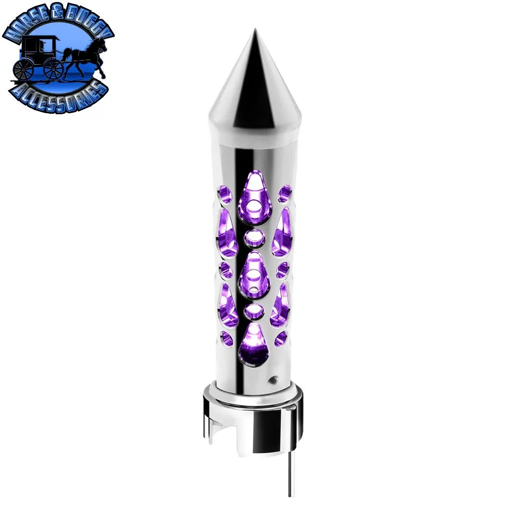 Brooklyn Style Spike Gearshift Knob With Led 13/15/18 Speed Adapter - Chrome/Purple Led 1