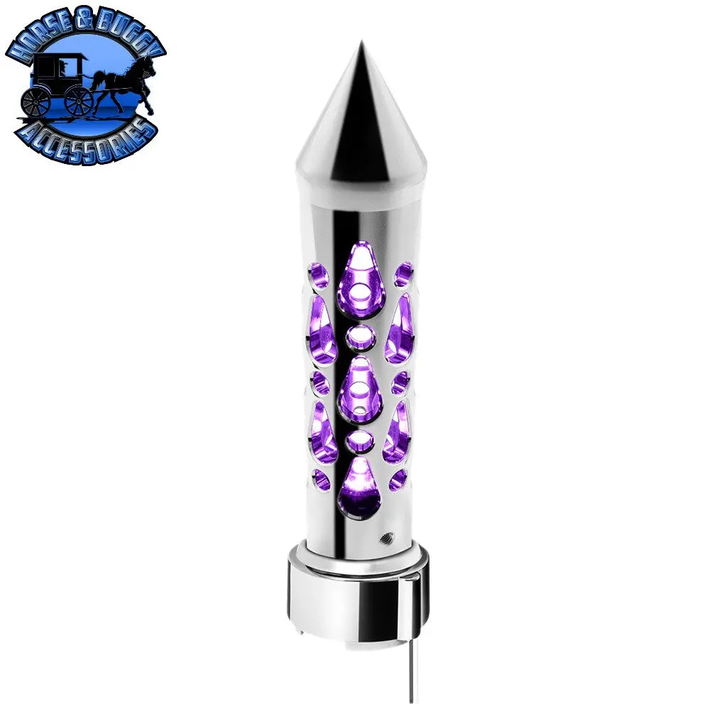 Brooklyn Style Spike Gearshift Knob With Led 9/10 Speed Adapter - Chrome/Purple Led 1