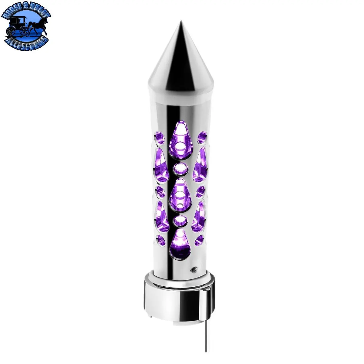 Up-71217 Brooklyn Style Spike Gearshift Knob With Led 9/10 Speed Adapter - Chrome/Purple Led 1