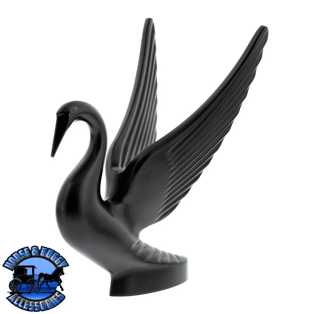 Die-Cast Swan Hood Ornament - Matte Black 1