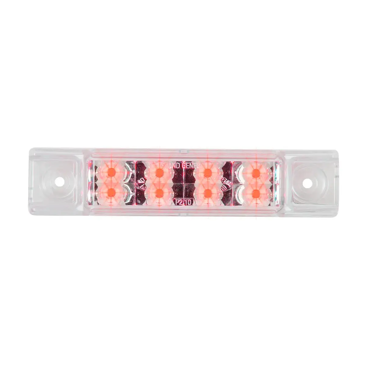 6"L Rect. Pearl Red/Clear 8 Led Light, High/Low 3 Wires 1