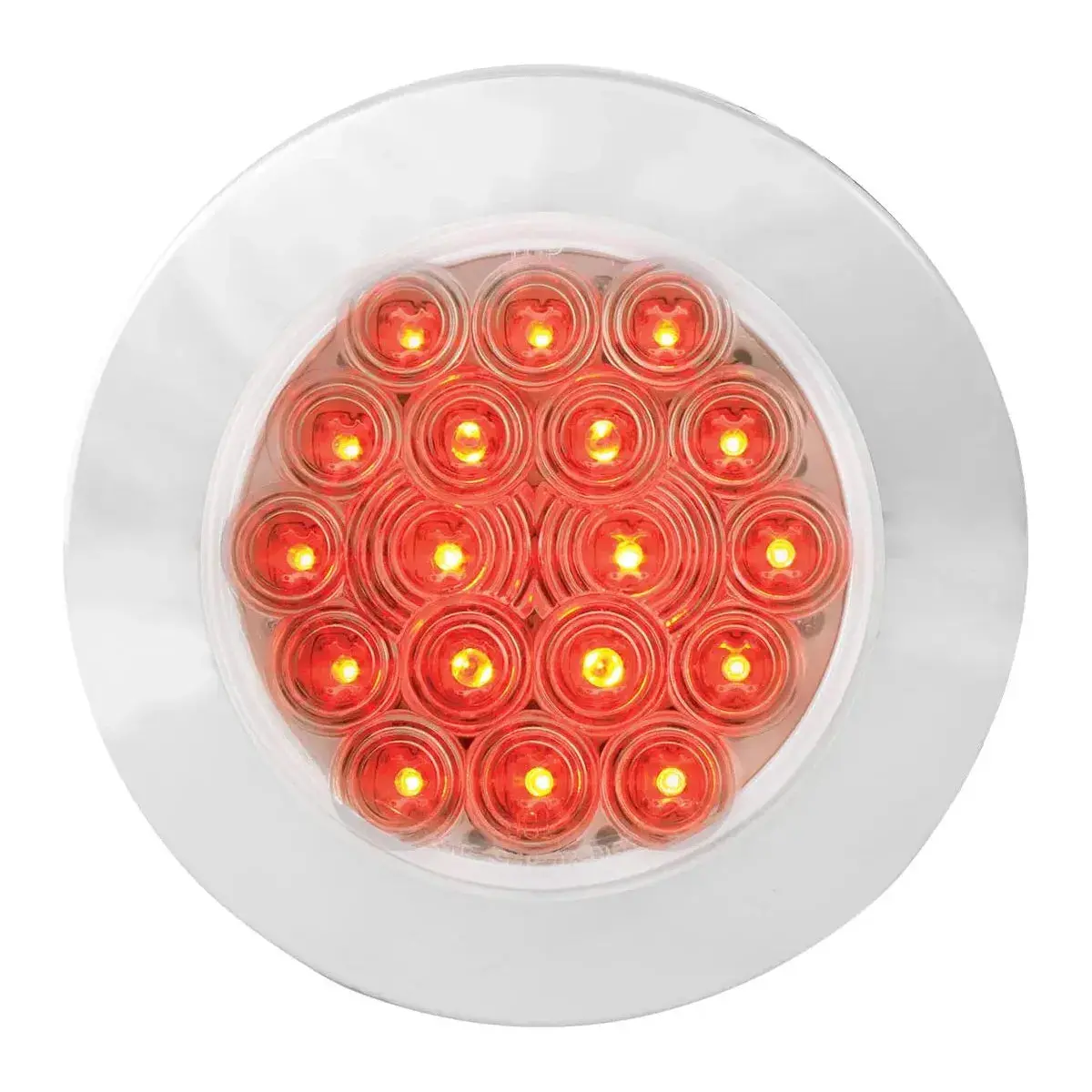 4" Fleet Red/Clear 18 Led Surface Mount W/ Bezel, 3Wires 1