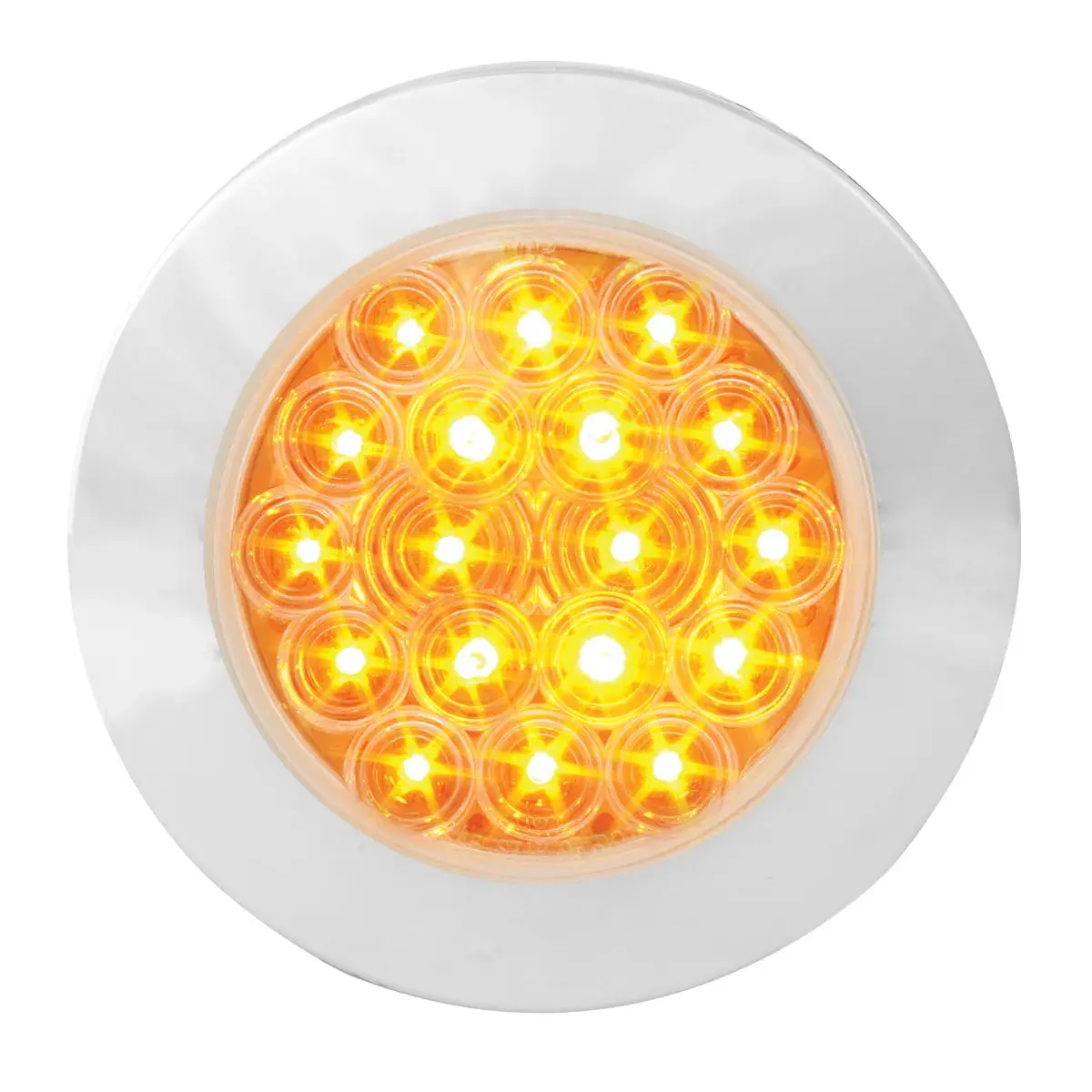 75871 Fleet Series 4" Flange Mount Led Light W/ Twist-On Bezel & 3 Prong Plug, Amber/Clear 1