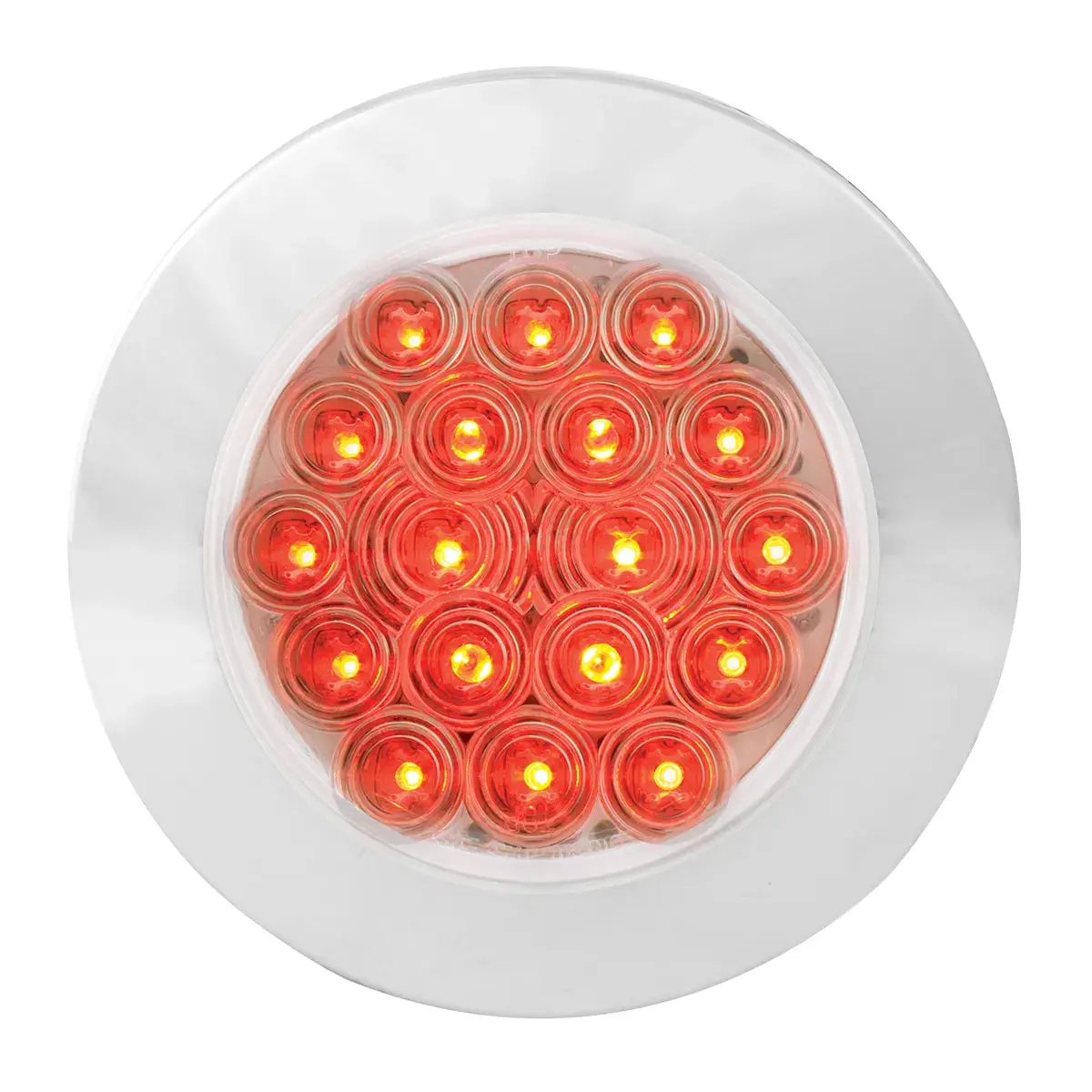 75873 Fleet Series 4" Flange Mount Led Light W/ Twist-On Bezel & 3 Prong Plug, Red/Clear 1