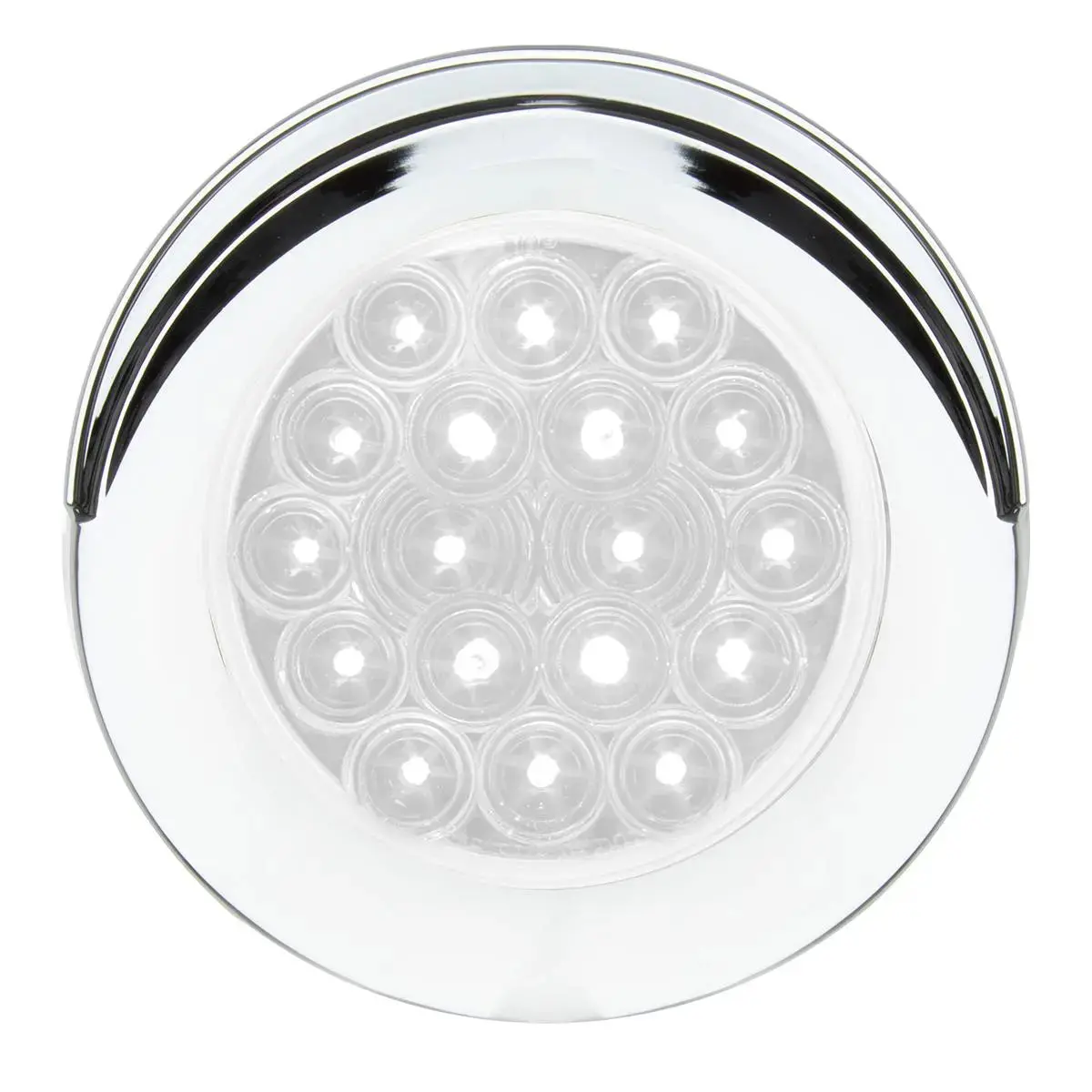75879 Fleet Series 4" Flange Mount Led Light W/ Twist-On Bezel & 3 Prong Plug, White/Clear 1
