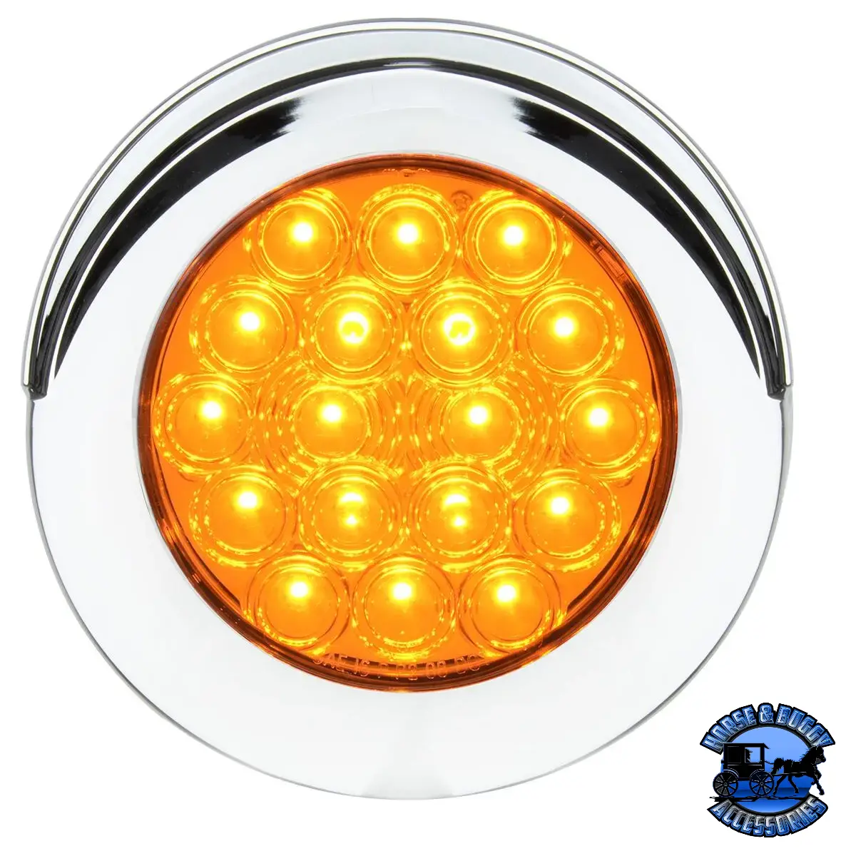 75886 Fleet Series 4" Flange Mount Led Light W/ Twist-On Bezel & 3 Wires, Amber/Clear 1