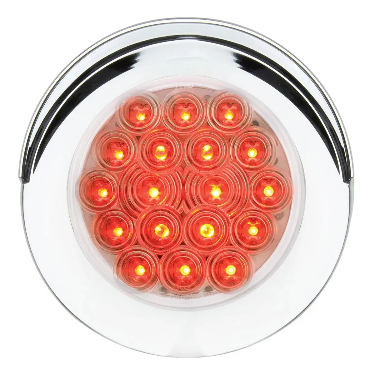 75888 Fleet Series 4" Flange Mount Led Light W/ Twist-On Bezel & 3 Wires, Red/Clear 1