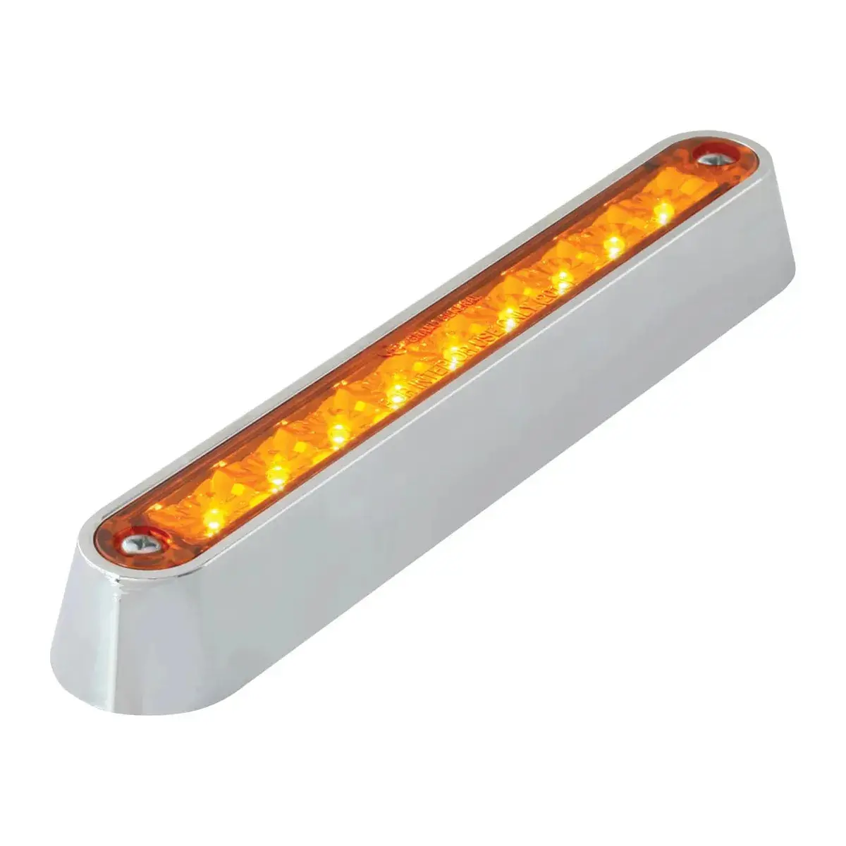 6.5" Amber/Amber 9 Led Light Bar W/Cr. Plastic Base Mount 1