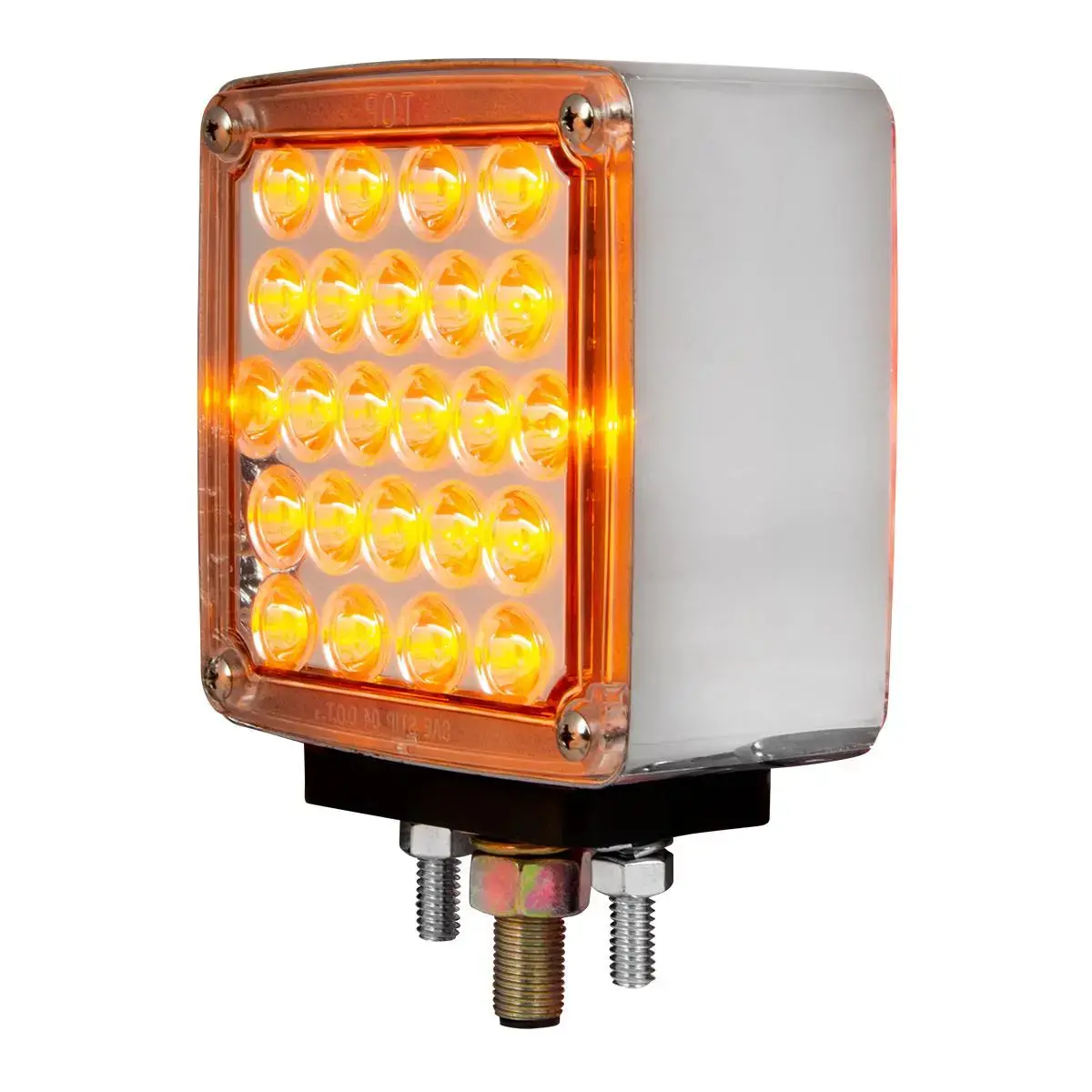 #77627 Square Double Face Pearl Led Pedestal Light Red/Amber W/Clear Lens (Driver) 1