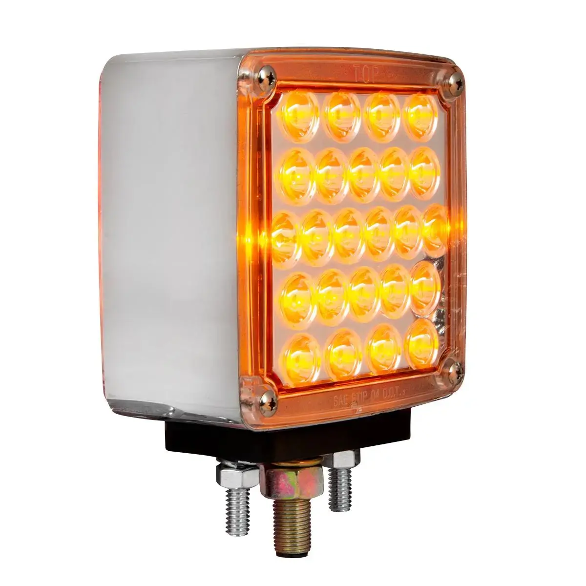 #77628 Square Double Face Pearl Led Pedestal Light Amber/Red W/Clear Lens (Passenger) 1