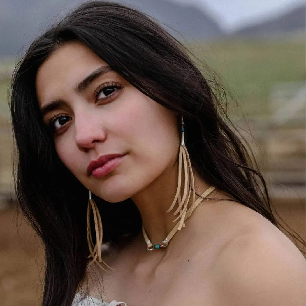 Silver Earrings With Leather Fringe 1