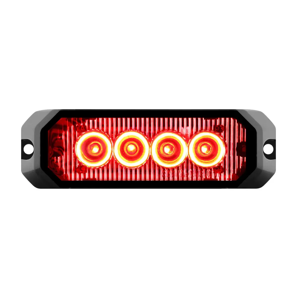 4" Medium Rectangular High Power Led Strobe Light, Red/Clear 1