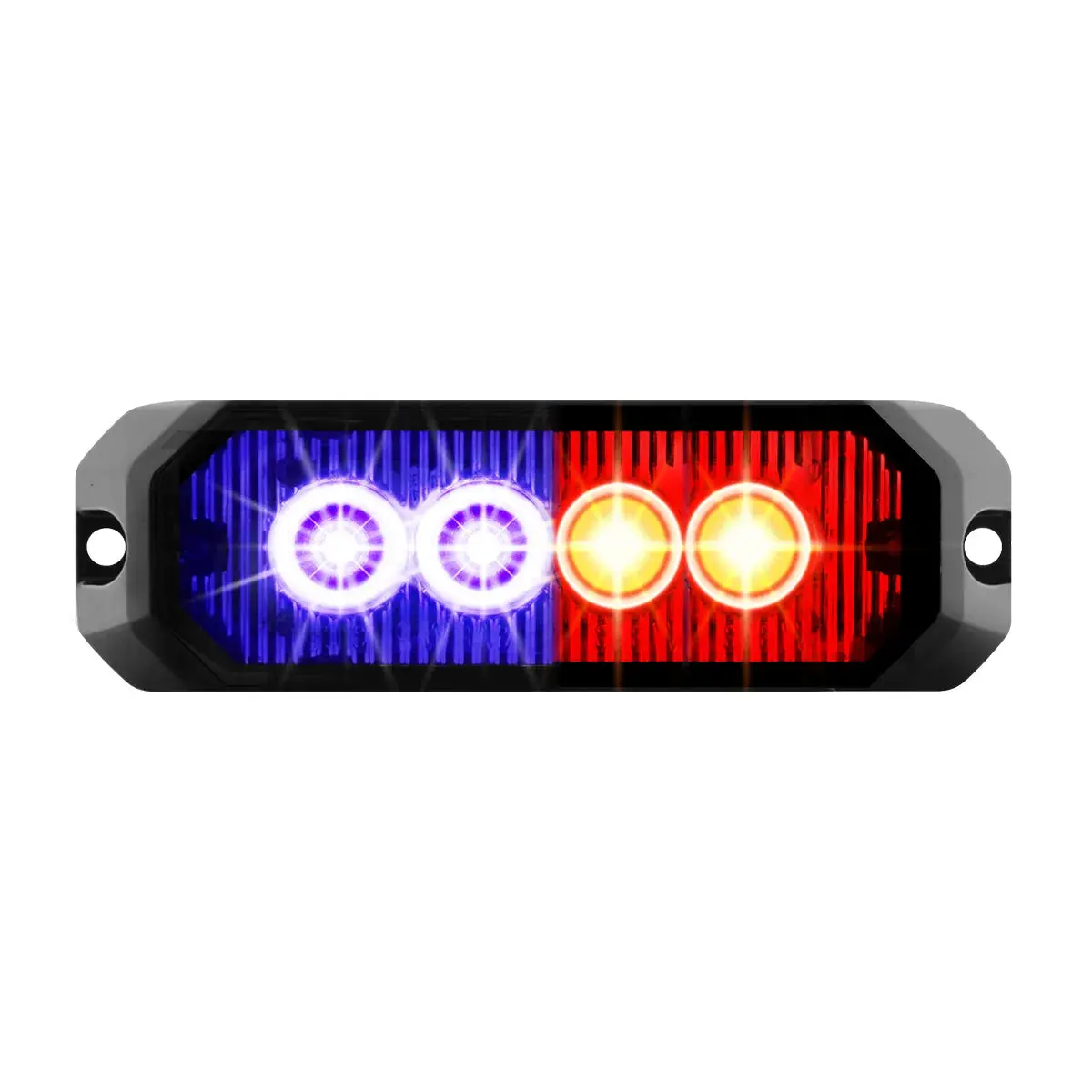 4"  Medium Rectangular High Power Led Strobe Light, Blue & Red/Clear 1