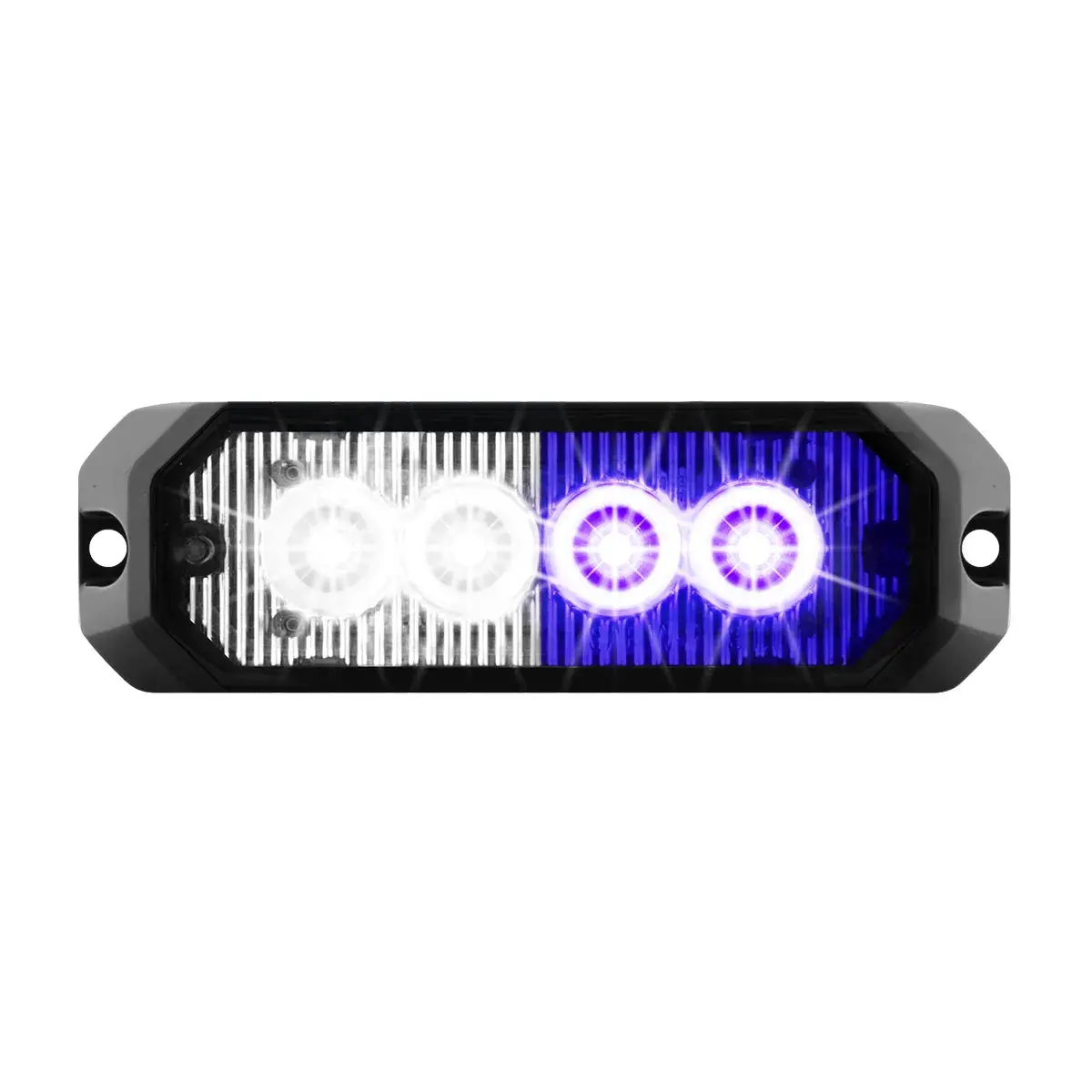 4" Medium Rectangular High Power Led Strobe Light, Blue & White/Clear 1