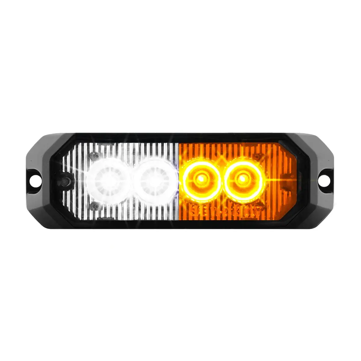 4" Medium Rectangular High Power Led Strobe Light, White & Amber/Clear #81809 1
