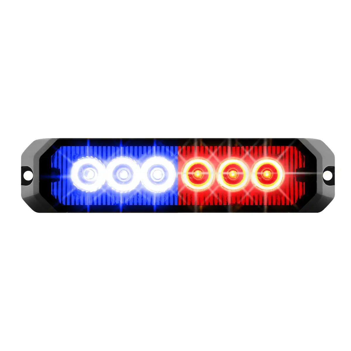 5"  Medium Rectangular High Power Led Strobe Light, Blue & Red/Clear 1