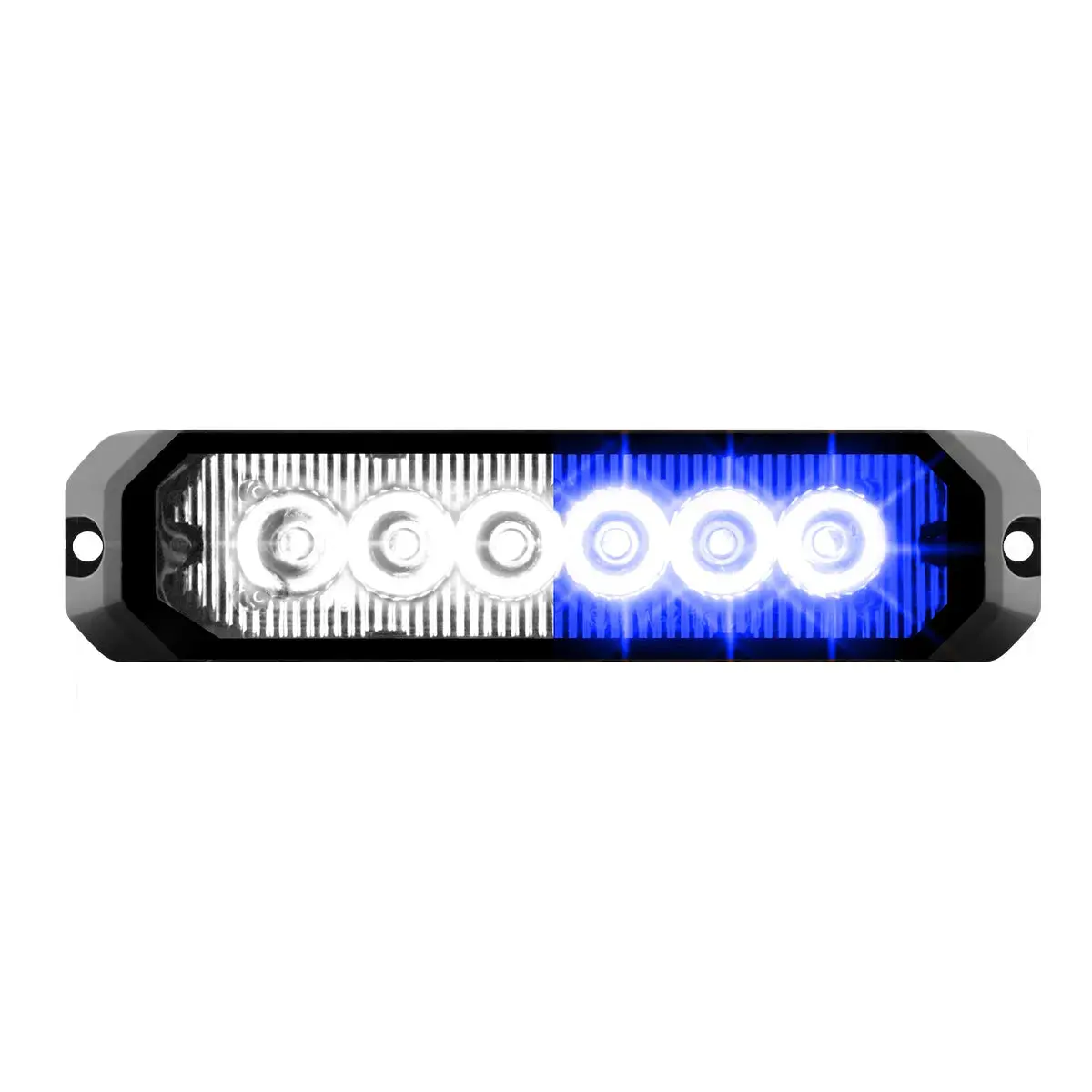 5" Medium Rectangular High Power Led Strobe Light, Blue & White/Clear #81818 1