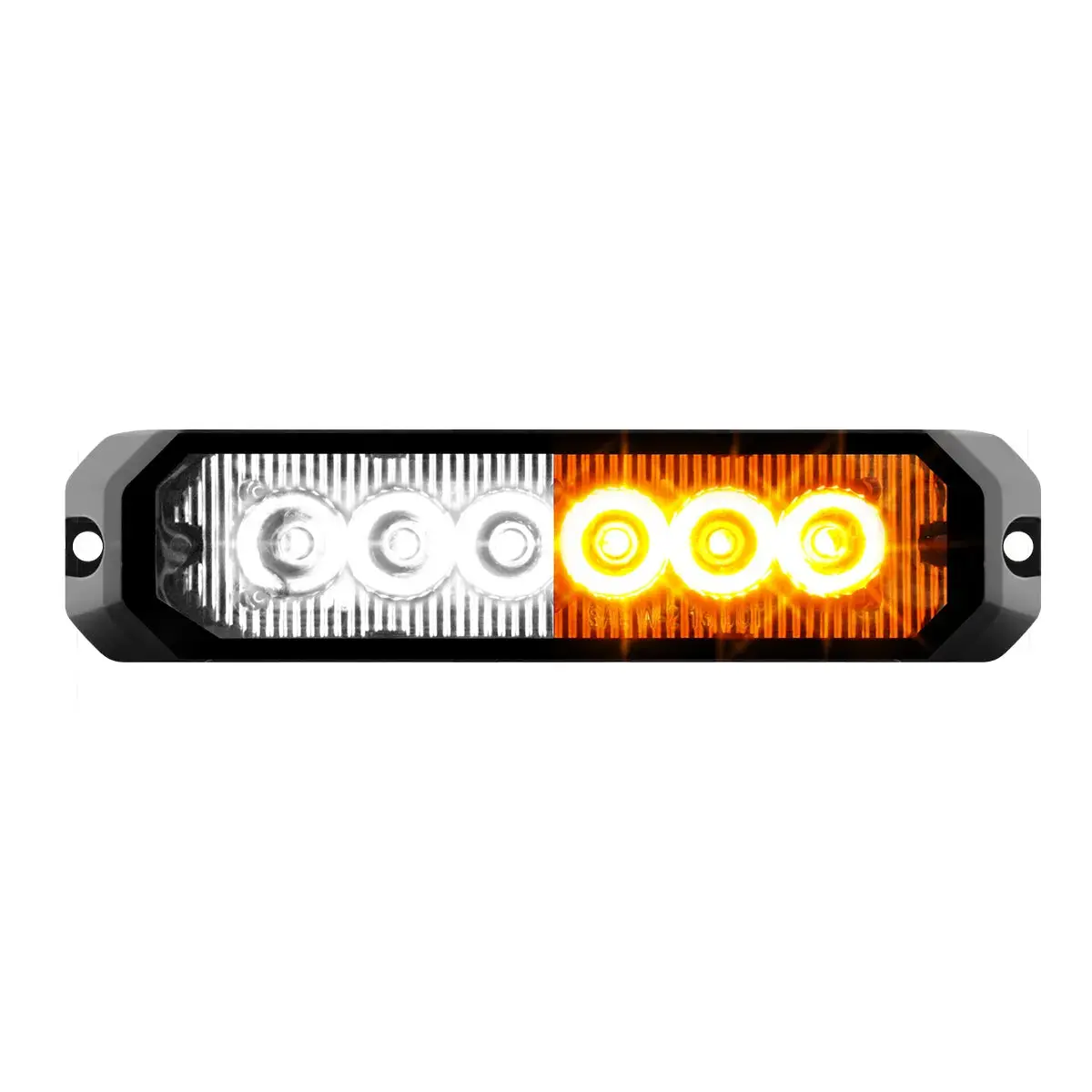 5" Medium Rectangular High Power Led Strobe Light, White & Amber/Clear 1