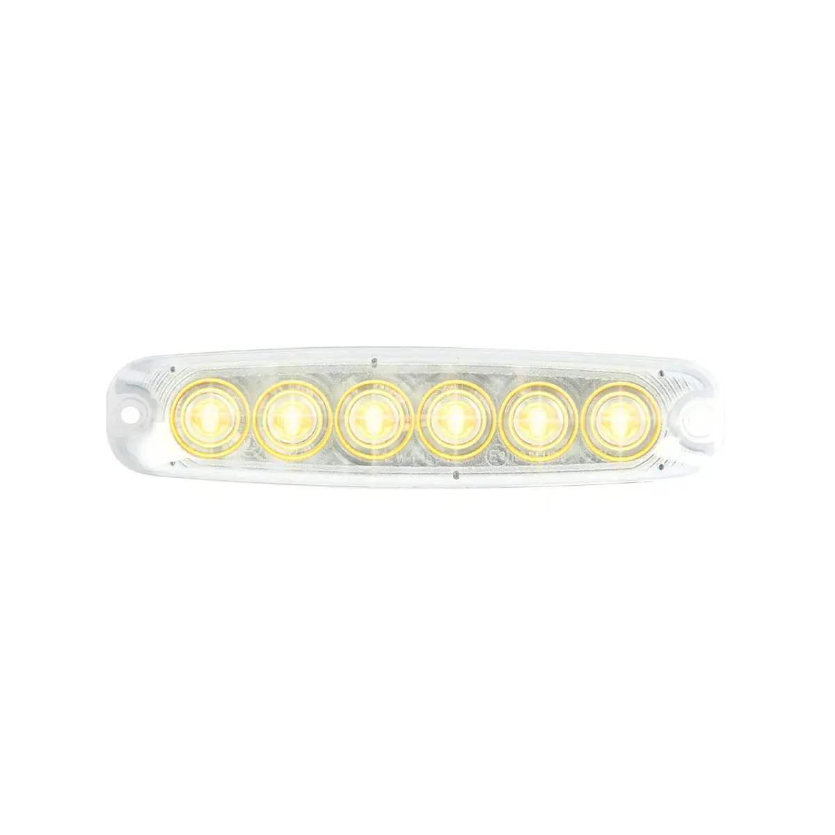 5-1/8" Ultra Thin Amber/Clear 6 Led Strobe Light, 1