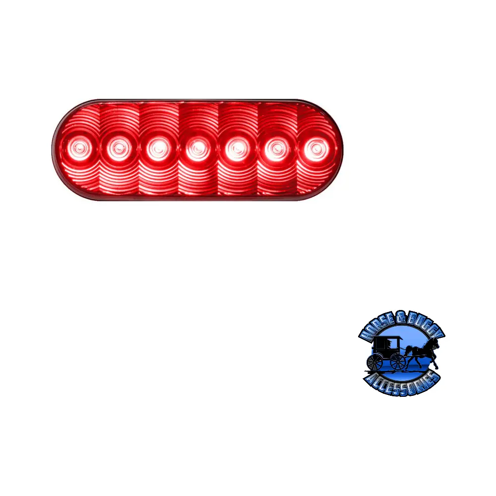 820R-7 6.5"X2.25" Red Led Stop/Turn/Tail, Oval, Amp, Grommet-Mount 1