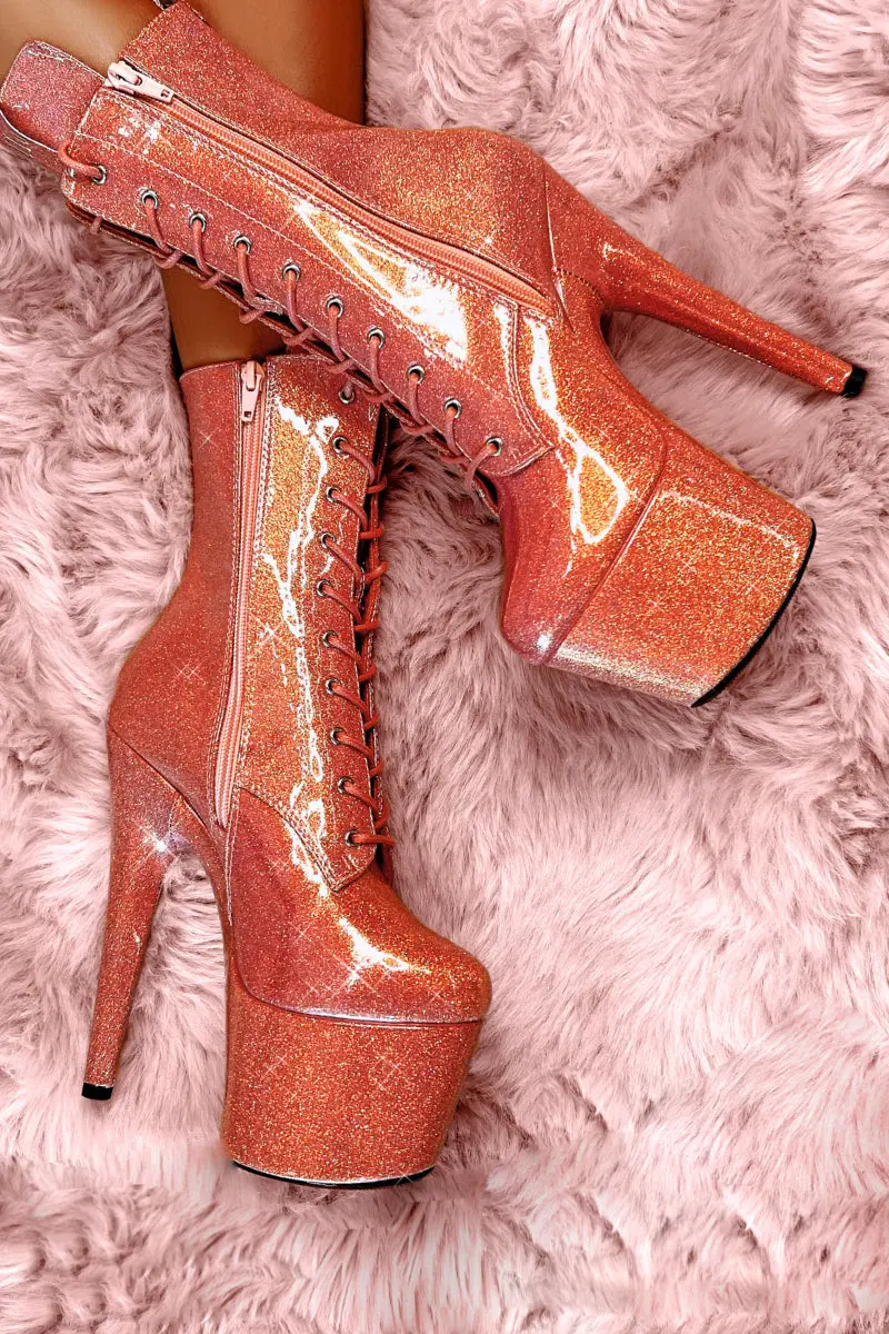 Hella Heels The Glitterati 7Inch Boots - Tangerine Dream 1