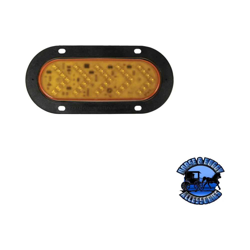 823Qa 6.5"X2.25" Amber, Clear Lens Led Mid-Turn/ Side Marker, Oval, Sequential Amp Housing Flange-Mount 1