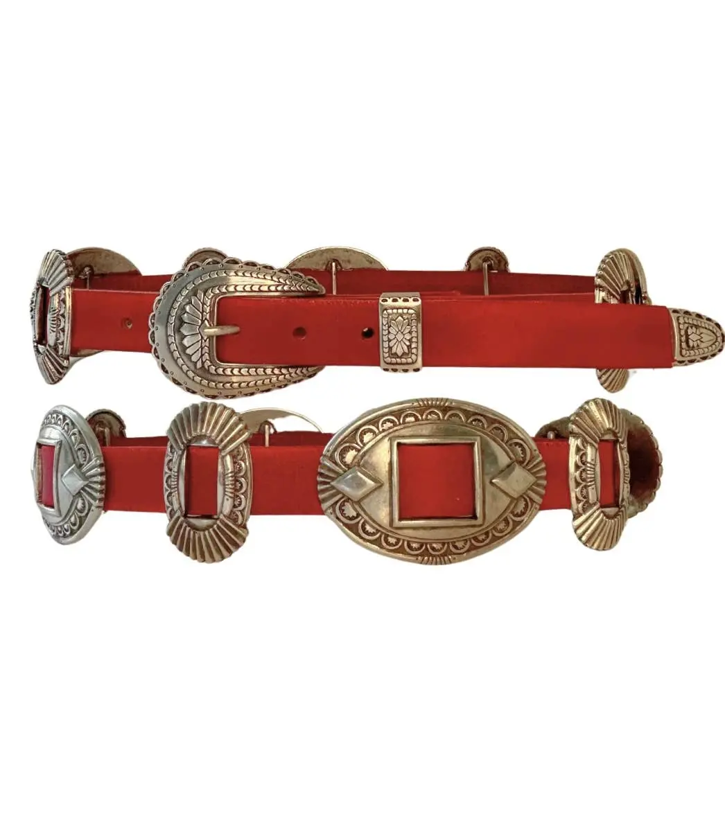 Americana Concho Belt In Authentic Red Leather 1