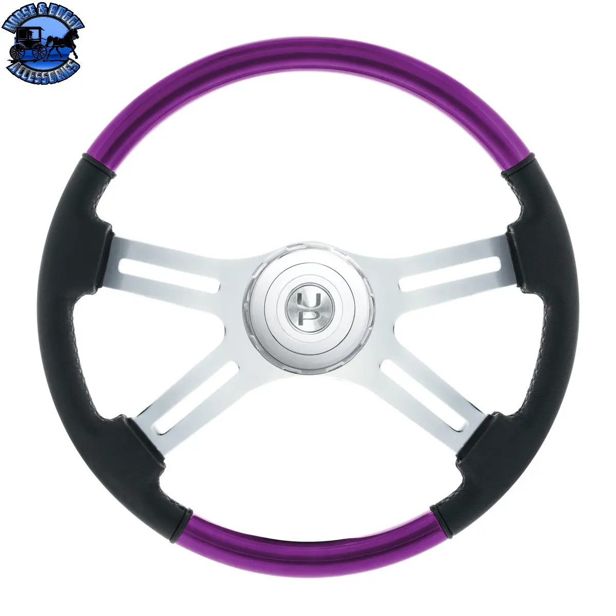 18" Leather & Wood Candy Color 4 Spoke Steering Wheel With Chrome Horn Bezel (Choose Color) 1