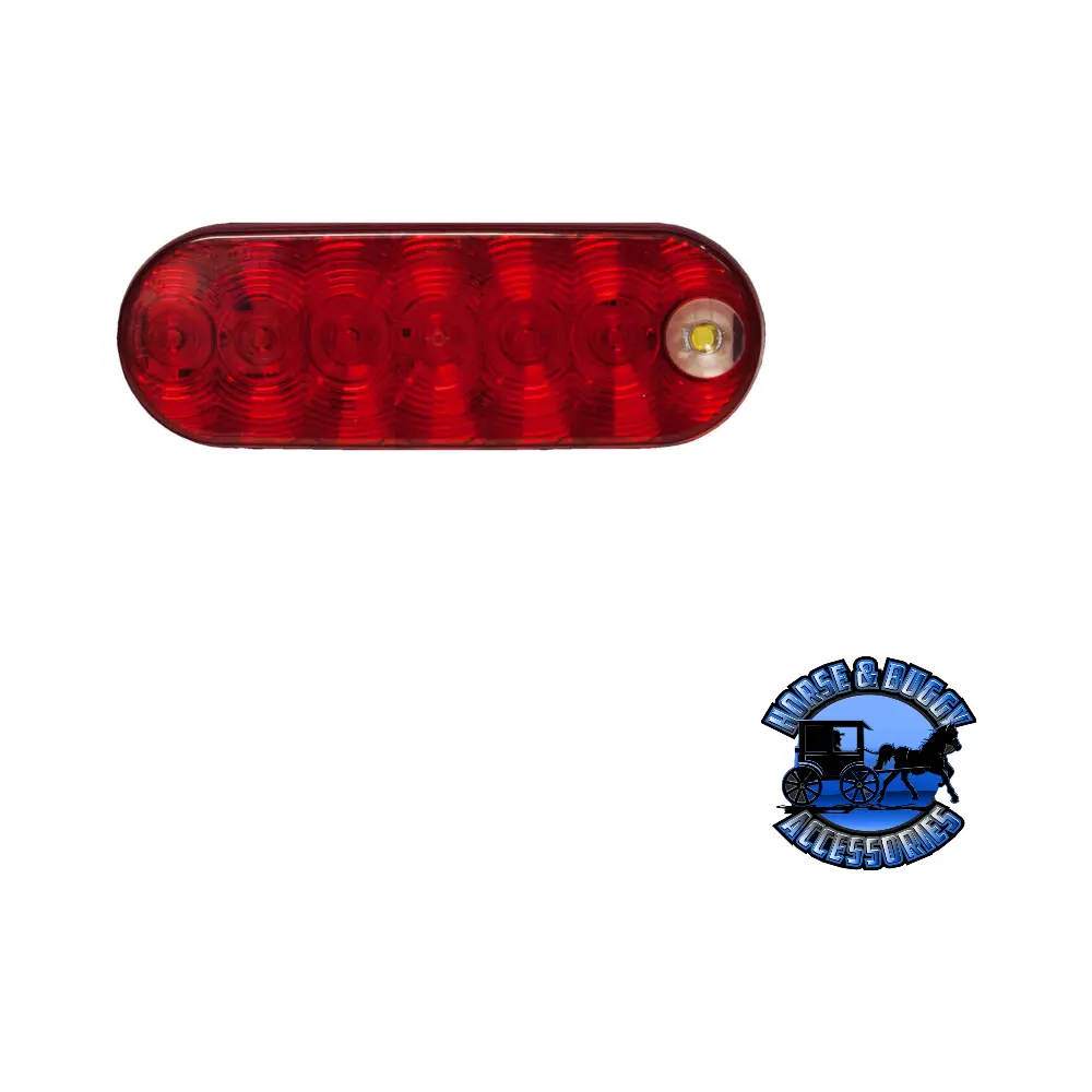 880K-7 6.5"X2.25" Red And White Led Stop/Turn/Tail & Back-Up Light Oval, Grommet-Mount Kit 1
