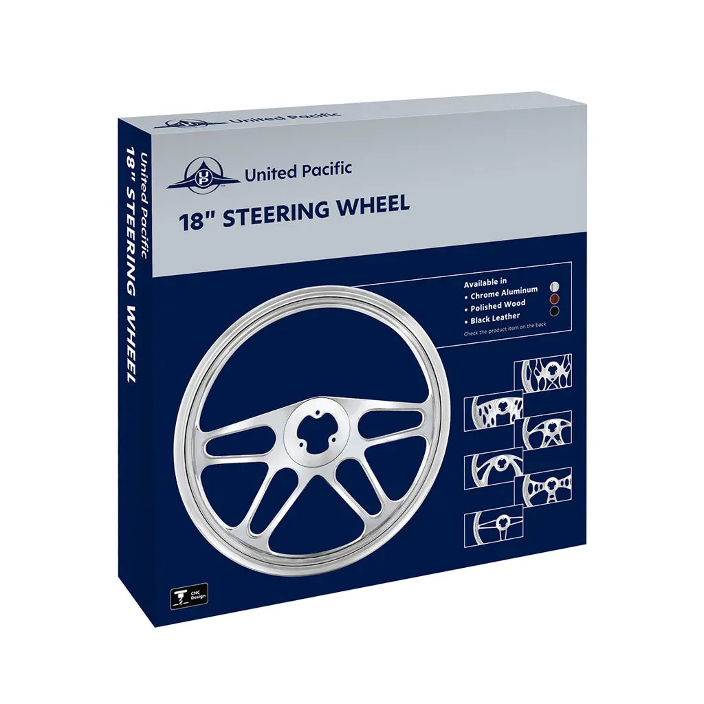 Up-88154 18" Chrome Aluminum "4-Spoke" Style Steering Wheel 1