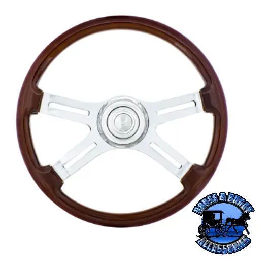 Up-88310 18" 4 Spoke Steering Wheel With Chrome Horn Bezel And Horn Button 1