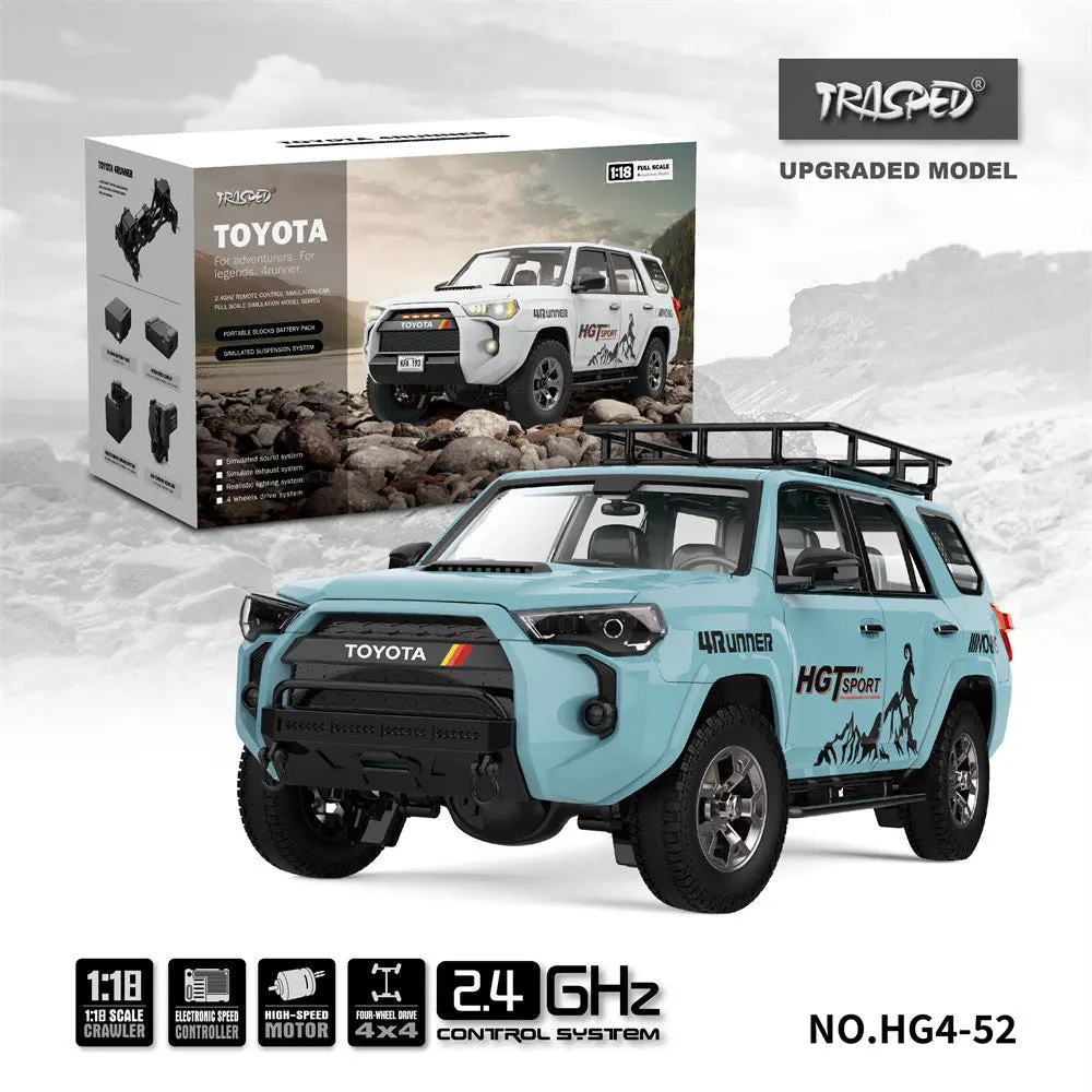 Usa Stock Only! Hg4-52 Trasped 1/18 2.4G 4Wd Rc Car For Toyota 4Runner Rock Crawler Led Light Simulated Sound Off-Road Climbing Truck Rtr Full Proportional Models Toys... 3