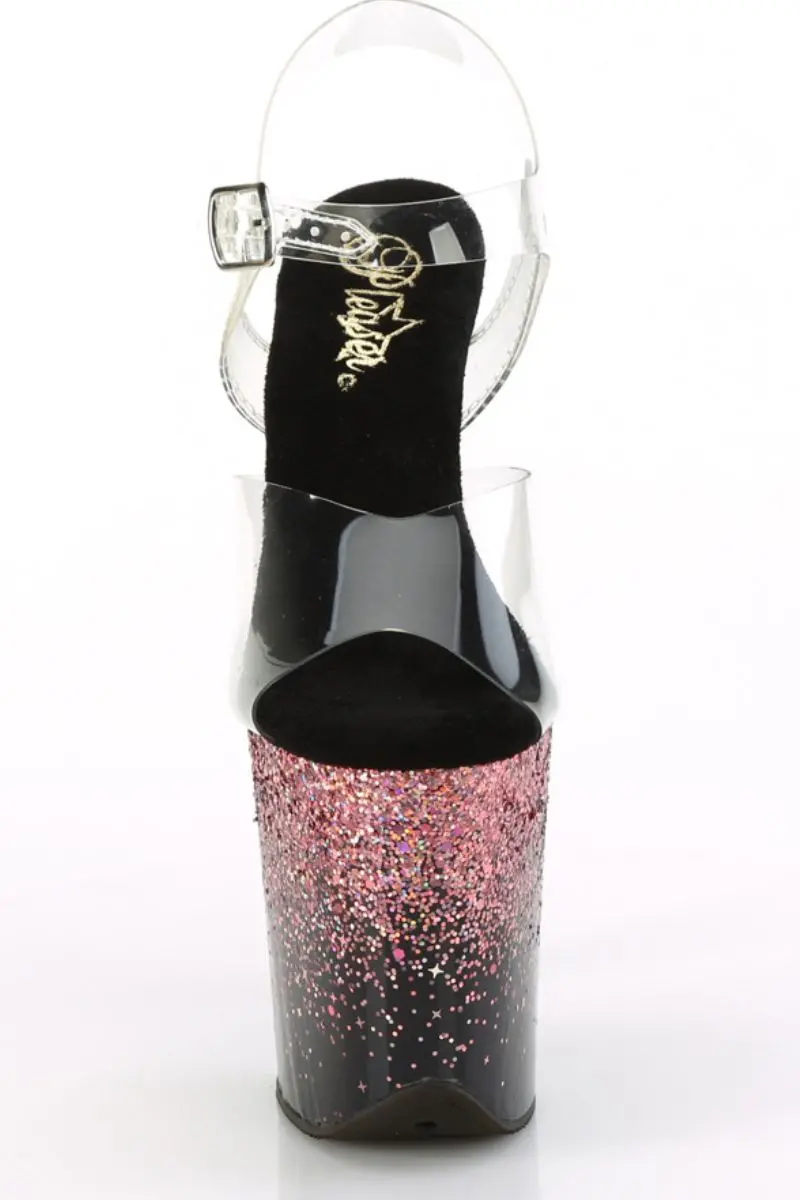 Pleaser Usa Flamingo-808Ss 8Inch Stilettos - Black/Pink Glitter 4