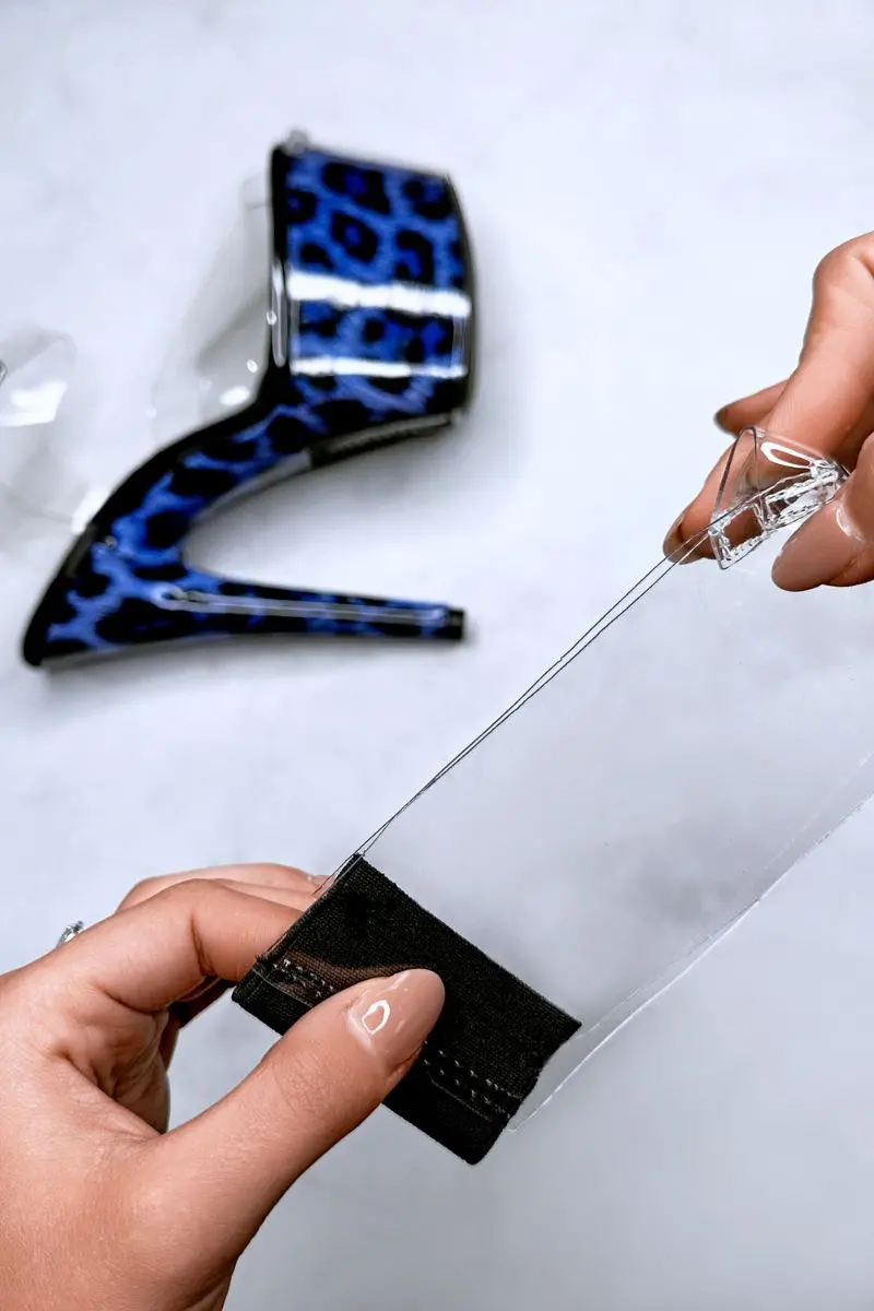 Hella Heels Stiletto & Open Toe 7Inch Shoe Protectors - Clear & Black 1
