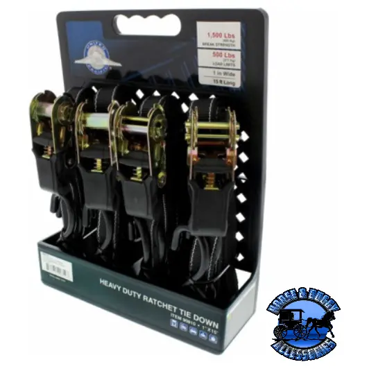 Up-90810 1" X 15' Ratchet Tie Down - S Hook (4-Pack) 1