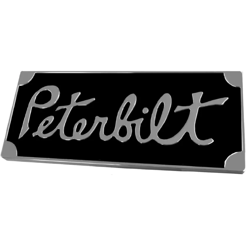Peterbilt Rectangular Old Style Emblem Chrome/Black (190) 1