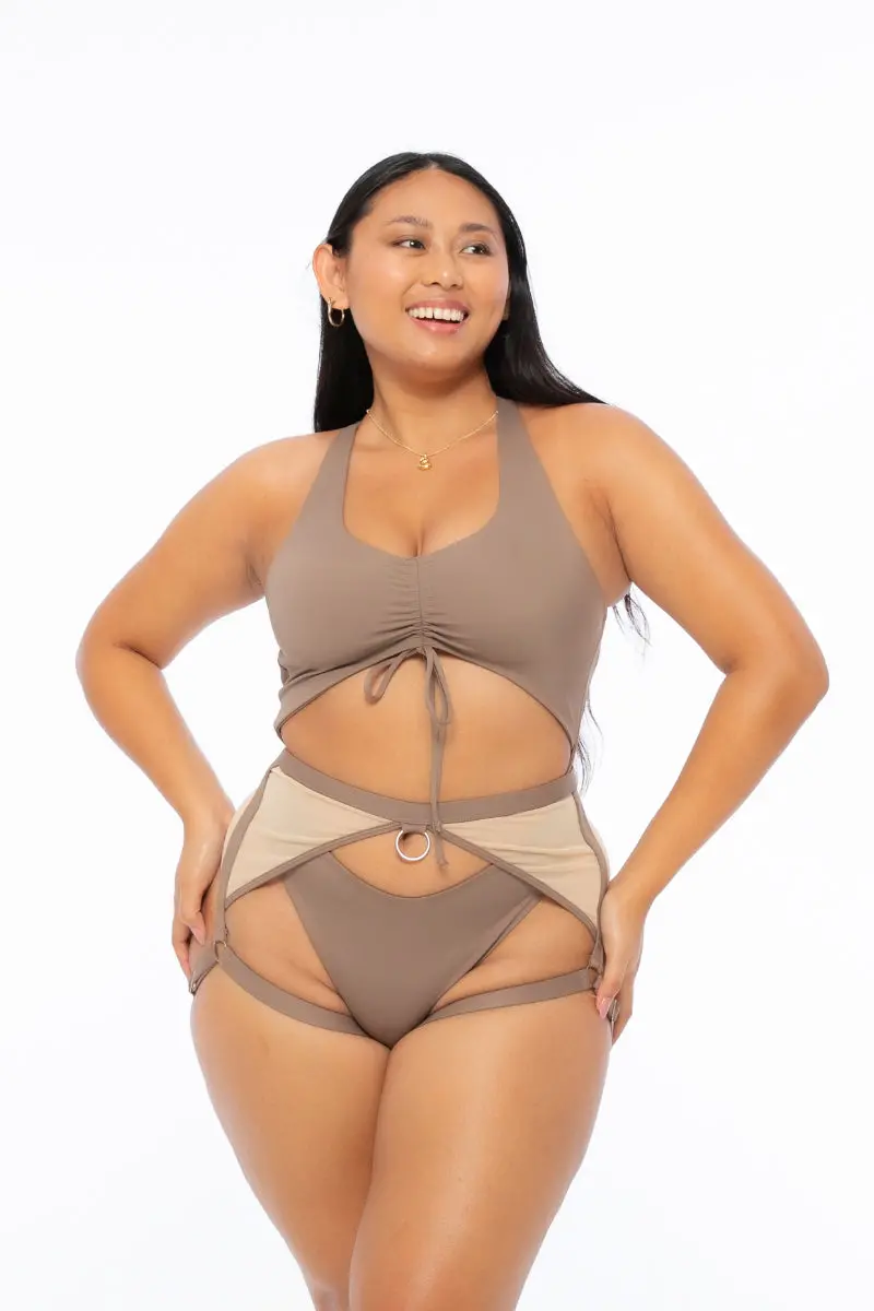 Nona Perkasa Hotline Garter Belt - Mocha/Sand 1