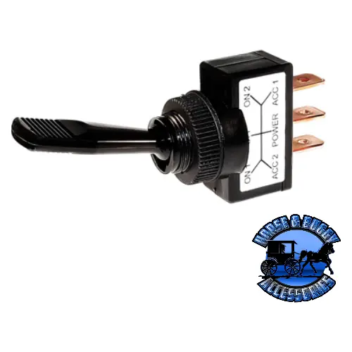 Up-98356 Black Non-Illum Toggle 20 Amp 12V S.P.D.T. On/Off/On 1 Pc. 1