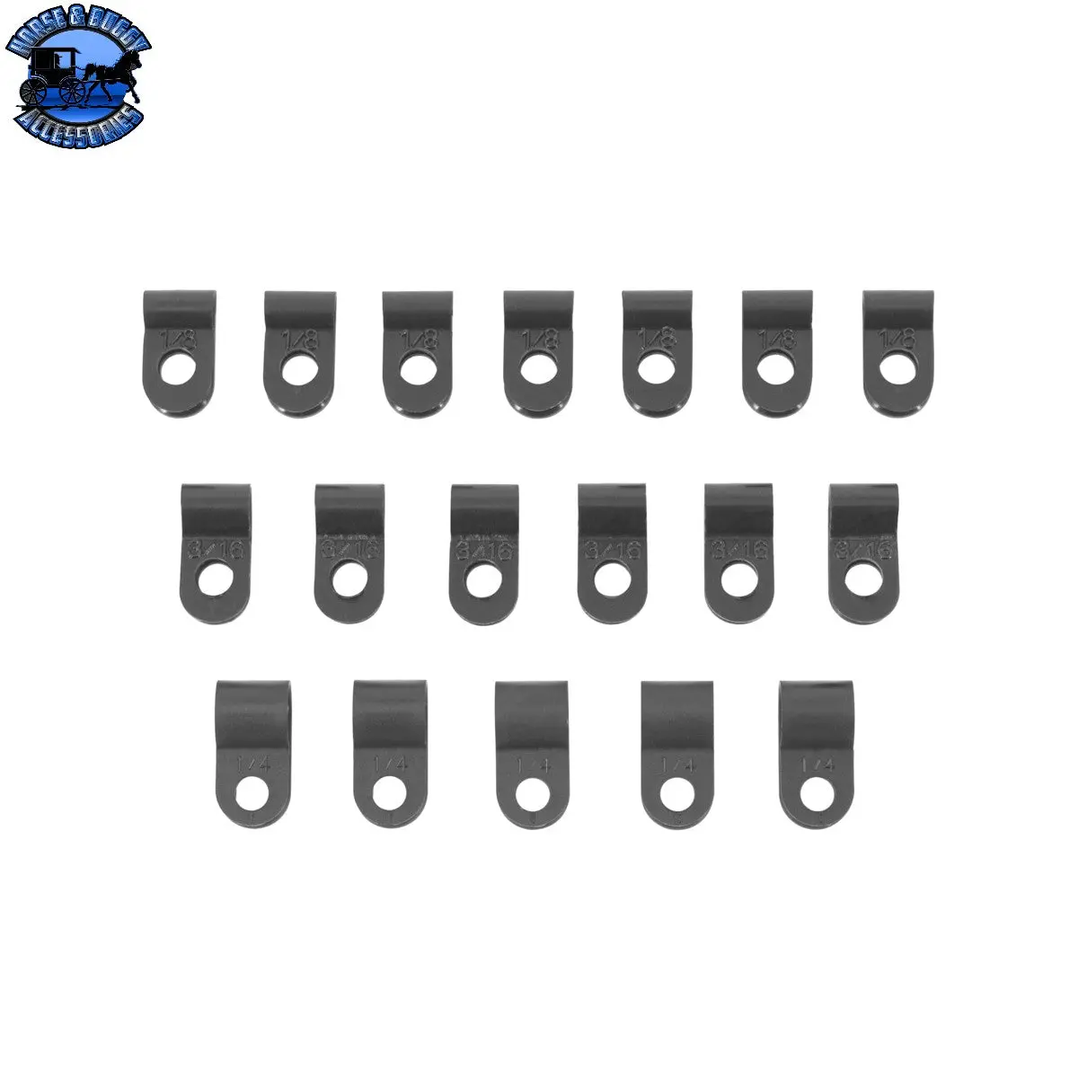 Up-98512 1/8, 3/16, 1/4 Nylon Clamp Assortment Black (18-Pack) 1