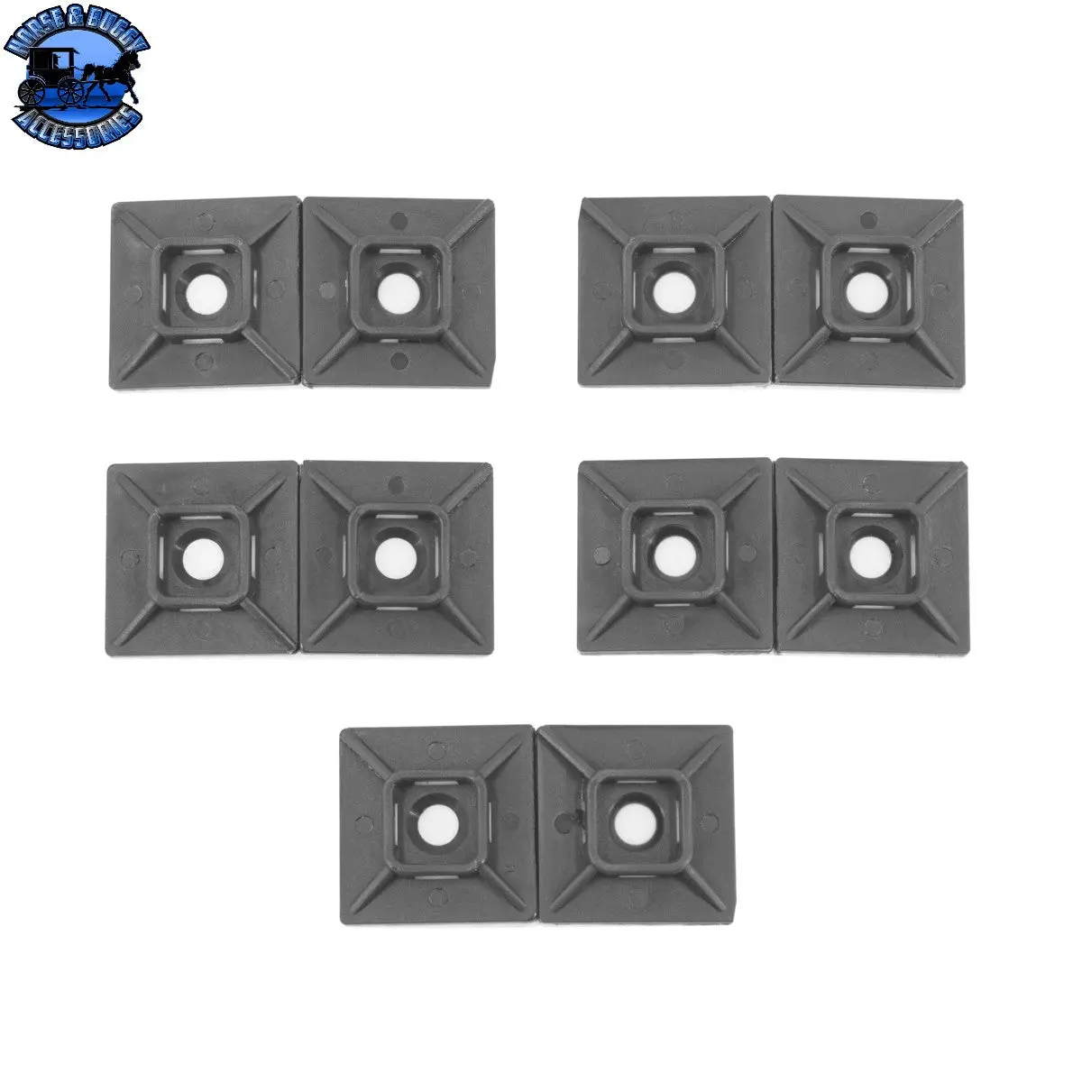Up-98513 1" 4-Way Nylon Adhesive Cable Tie Mount Black (10-Pack) 1